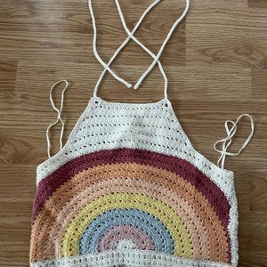 American Eagle rainbow crochet crop top WITH TAGs